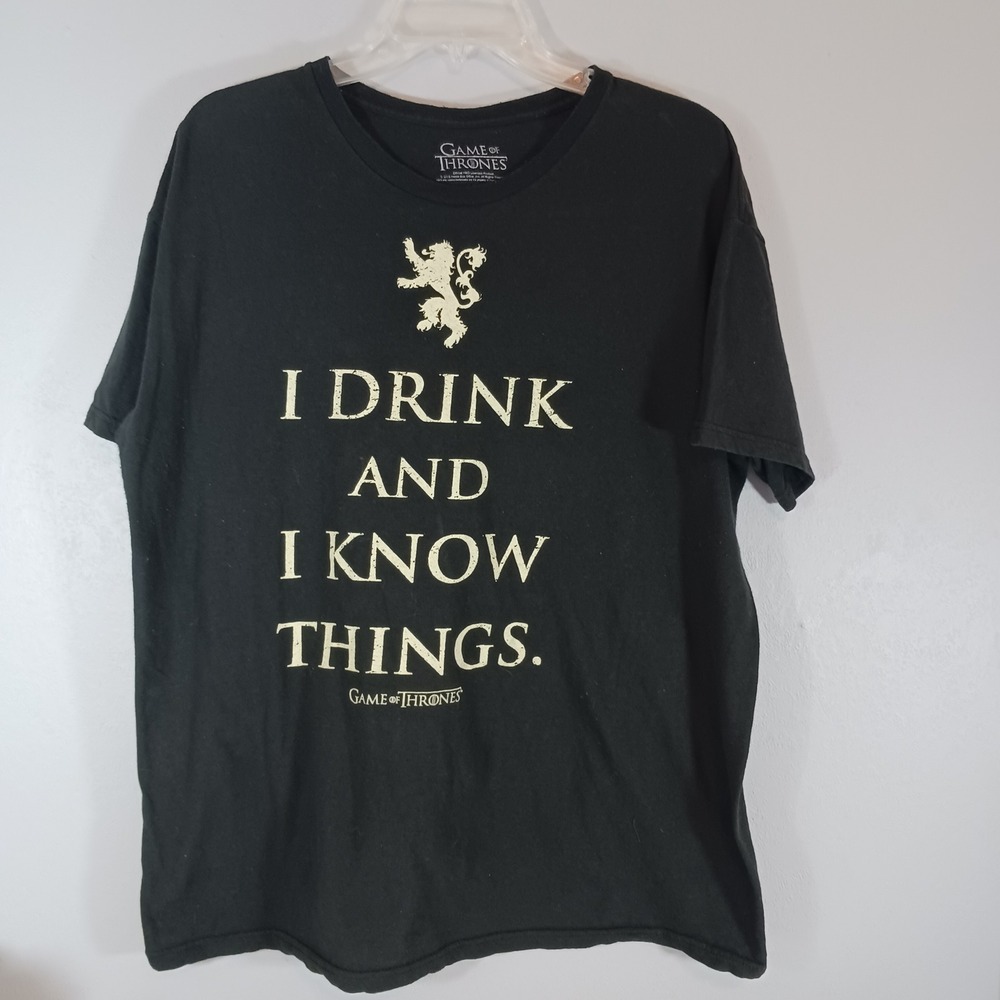 Game of Thrones T Shirt Mens XL Black Excellent I Drink and I Know Things Quote